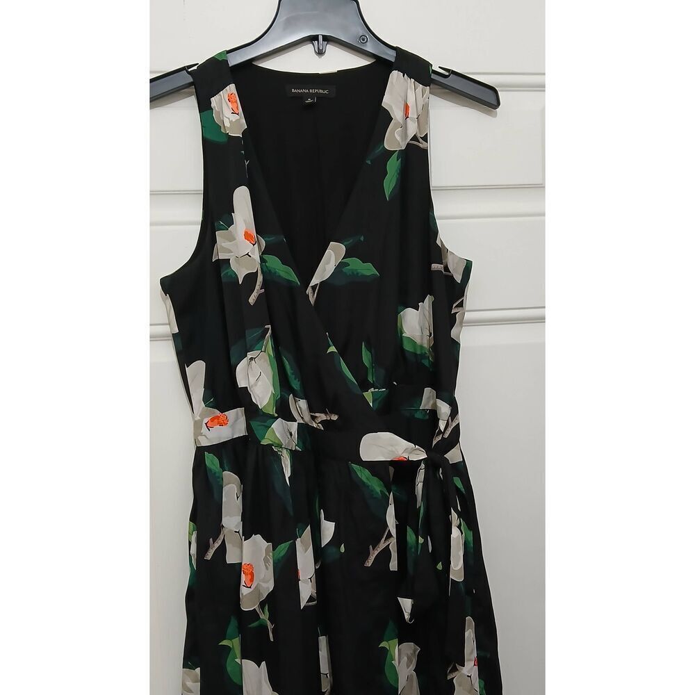 Banana republic women long maxi size 8 dress wrap Hawaiian beach vacation green - Picture 2 of 7